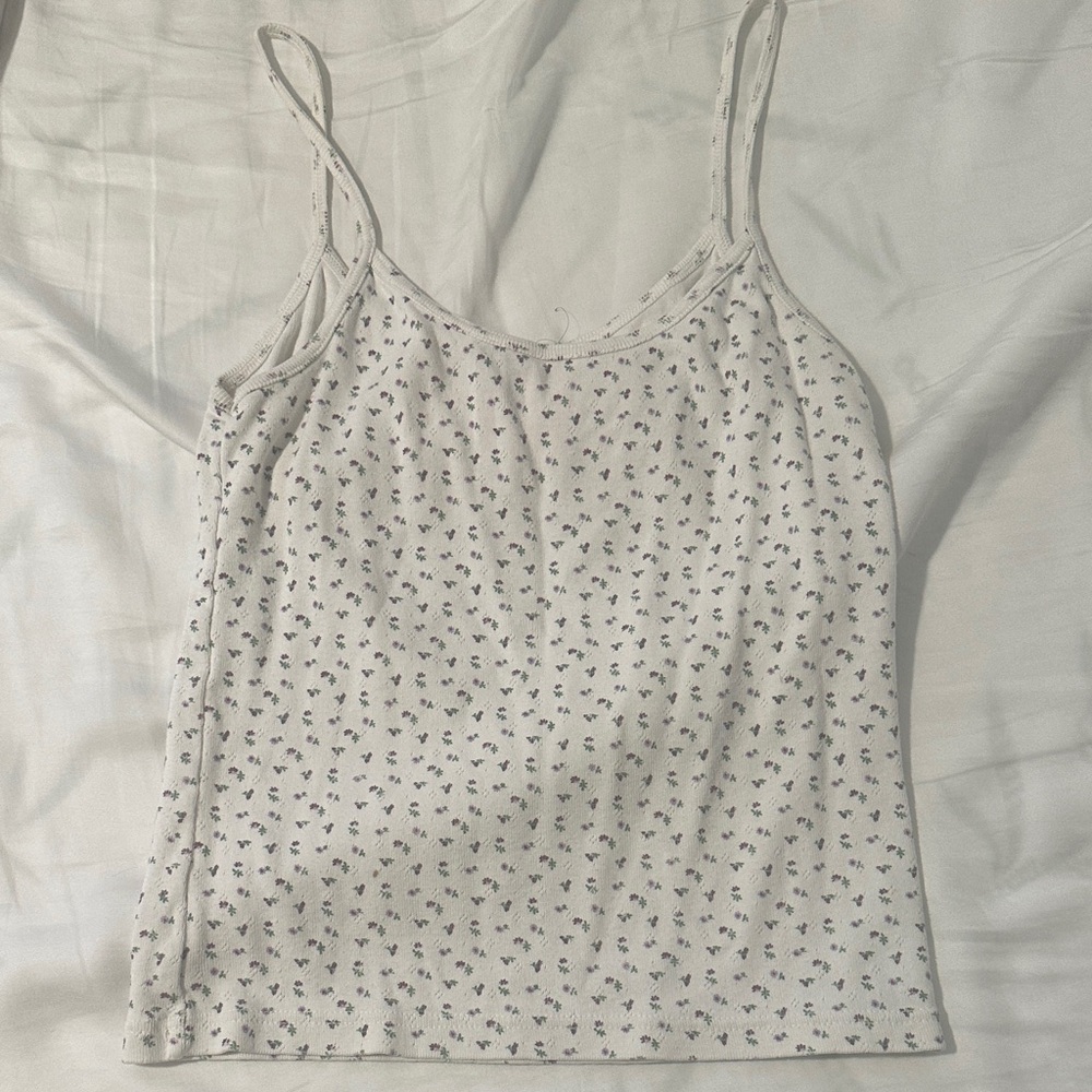 Brandy Melville White Floral Camisole